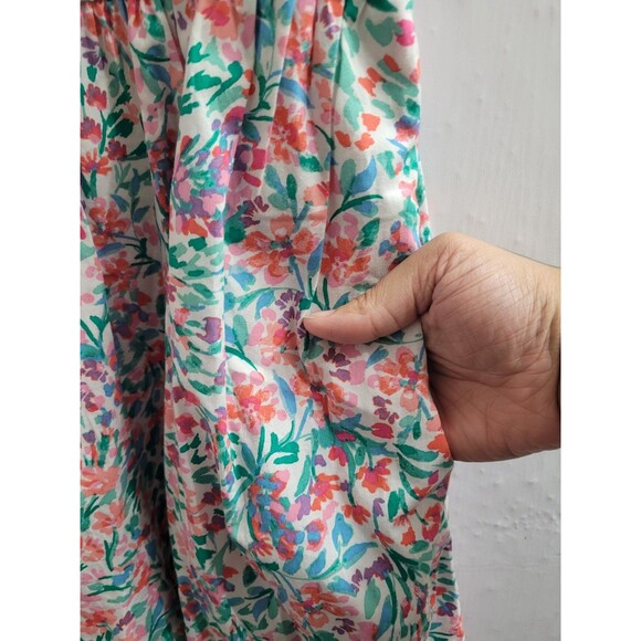 NWT J.Crew Ruffle Sleeve Floral Cotton Midi Dress Pink Green Sz 10 CI215 Pockets - Picture 6 of 12